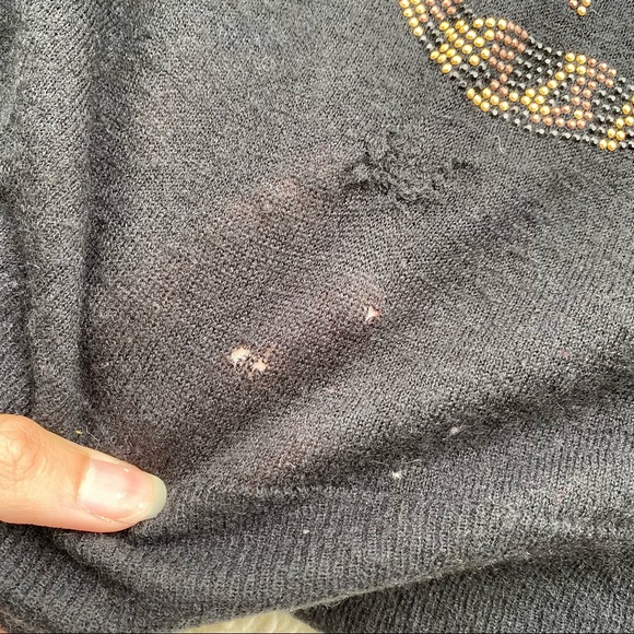 ZADIG & VOLTAIRE black leopard embellished skull Miss Bis cashmere sweater S - Picture 9 of 15